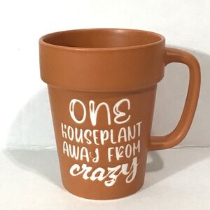 One Houseplant Away From Crazy Terracotta Coffee Planter‎ Mug 16 OZ Unused